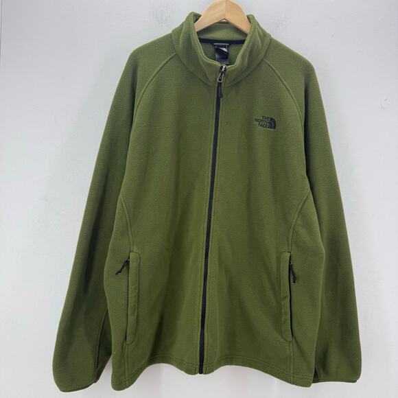 THE North Face Mens Fleece Fullzip Jacket Green size XXL Outdoor Active Camping